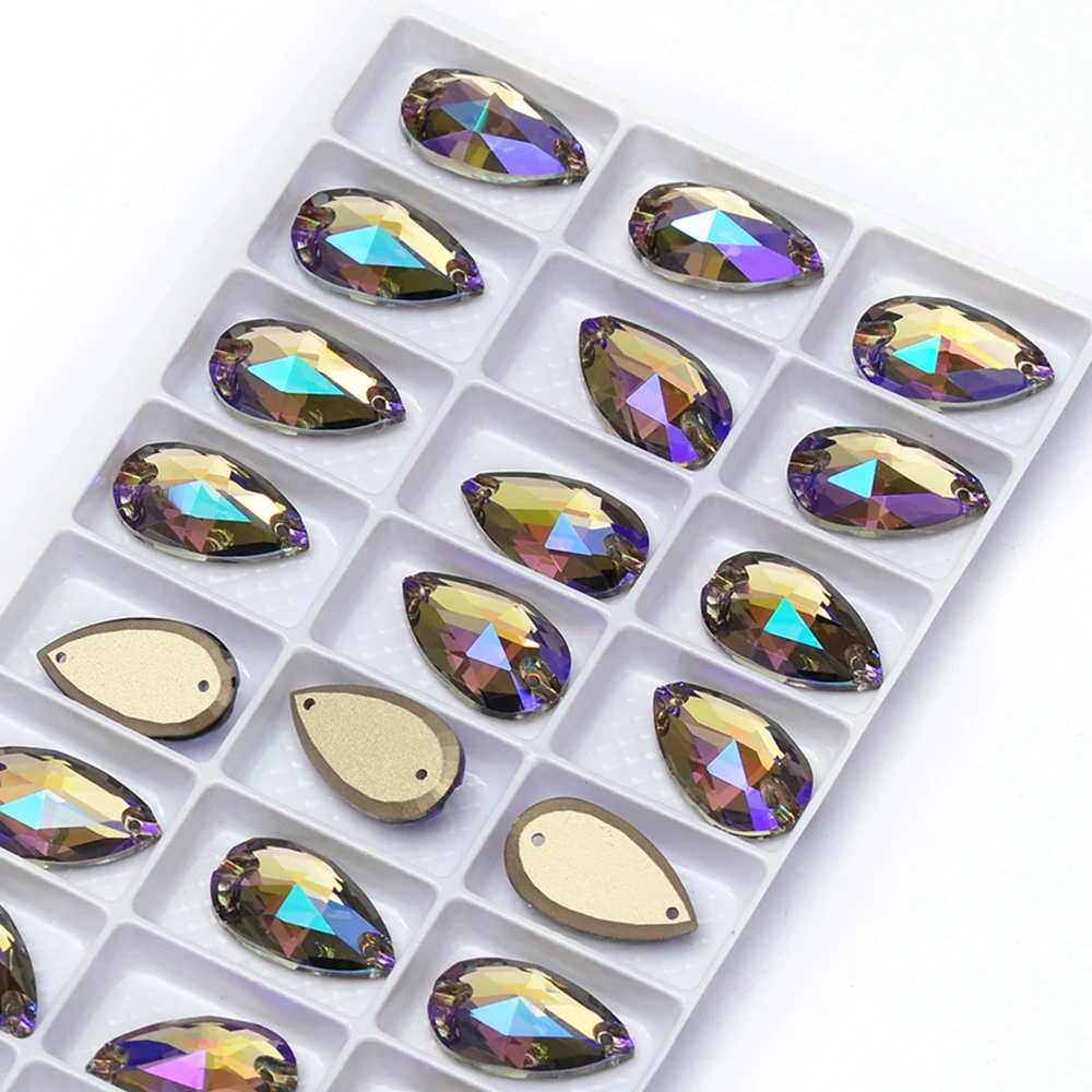 PUBRILEX Glas K9 Strasssteine zum Aufnähen mit abgeschrägten Kanten, Kristalle, Glitzersteine zum Aufnähen für DIY-Kleidung, Kleider und Bekleidung. – Detail 15
