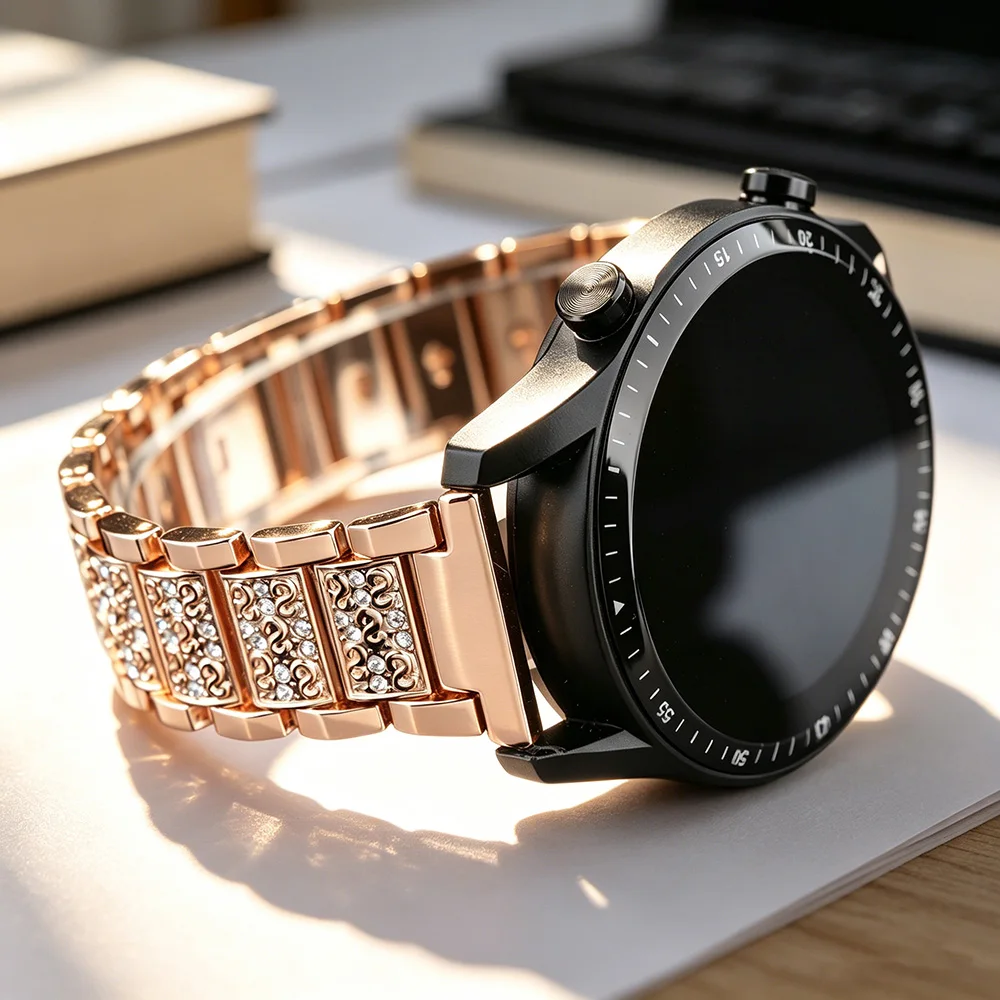 Bracelet en métal avec strass coloré pour Huawei Watch GT 2 2e 3 4 5 6 Pro 46/42MM et Xiaomi Watch S 2 3 4 5 6 7, 22/20mm