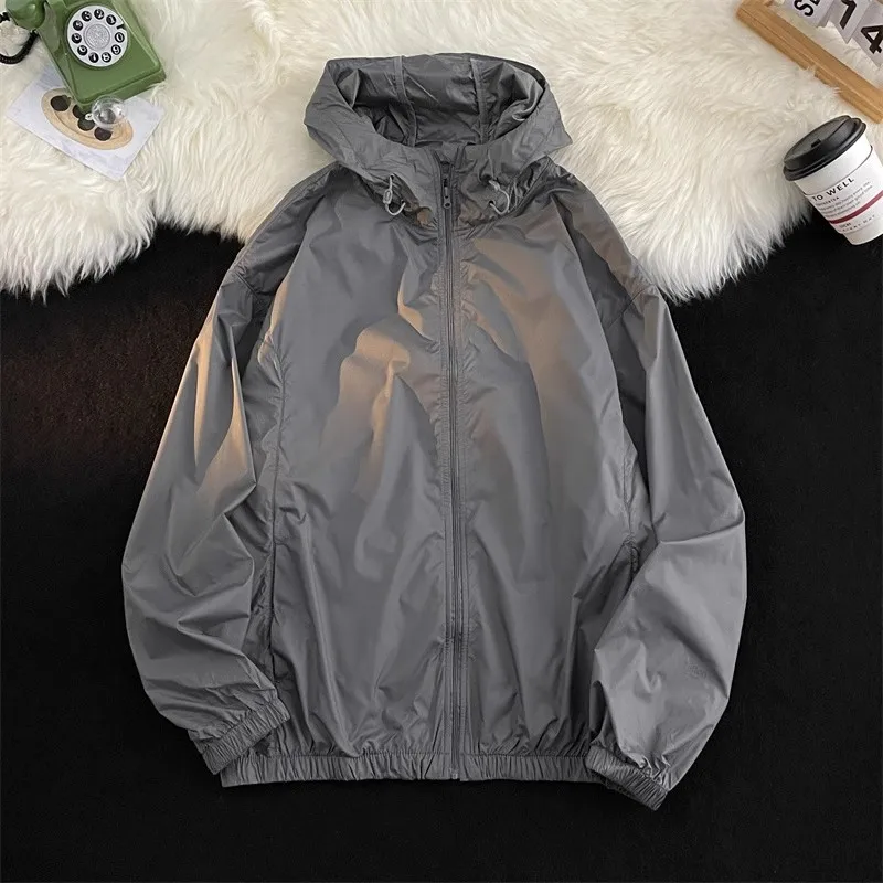 

Легкий дышащий летний солнцезащитный костюм для мужчин: свободный, из ледяного шелка, тонкий, для активного отдыха, с длинными рукавами