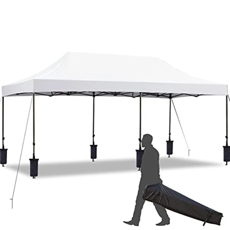 Festival event outdoor canopy: 10' x 20' pop-up tent, commercial-grade polyester fabric, black, instant setup with roller bag a