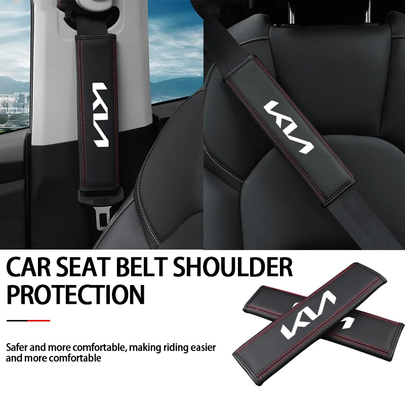 

2pcs Car Seat Belt PU Leather Safety Belt Shoulder Cover For KIA Ceed Sportage Picanto Cerato Seltos Soul Rio 3 4 5 2021 2020 GT