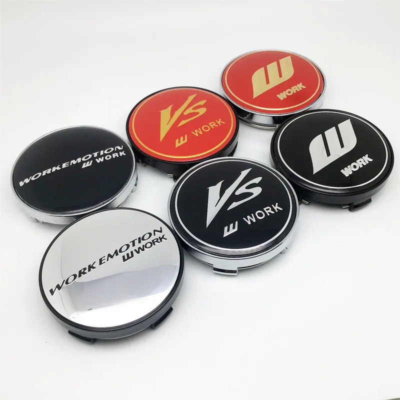 4pcs 60mm W Work Emotion Wheels Center Caps Hub Logo Emblem Badge Car Styling Rims Dust-proof Cover
