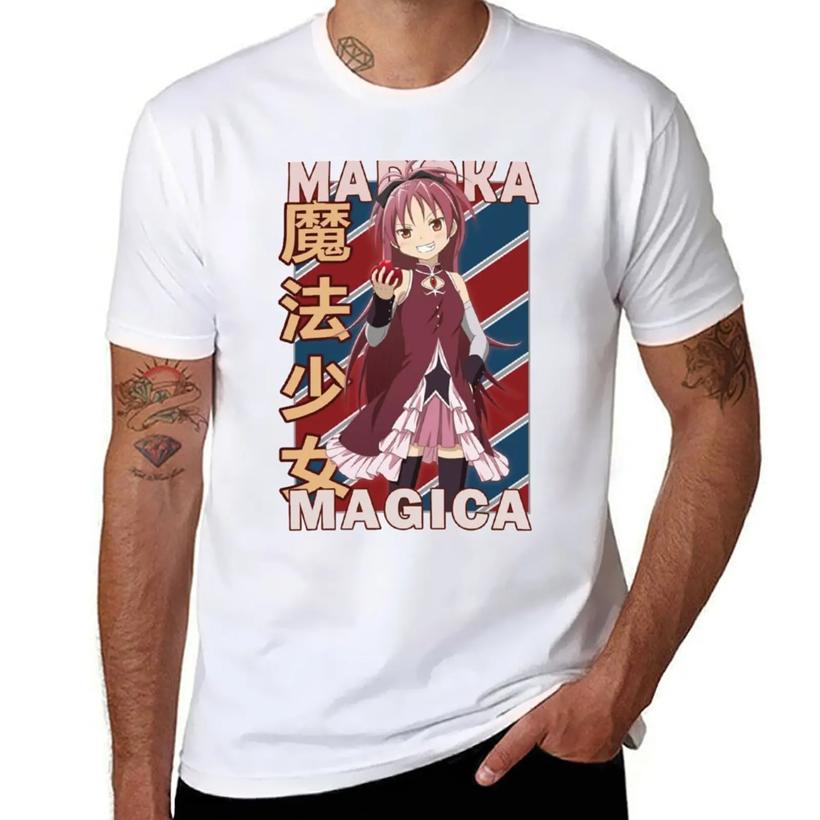 

Kyouko Sakura Madoka Magica Vintage Stripe Design T-Shirt t shirt man casual man t shirts high quality luxury brand T-Shirt