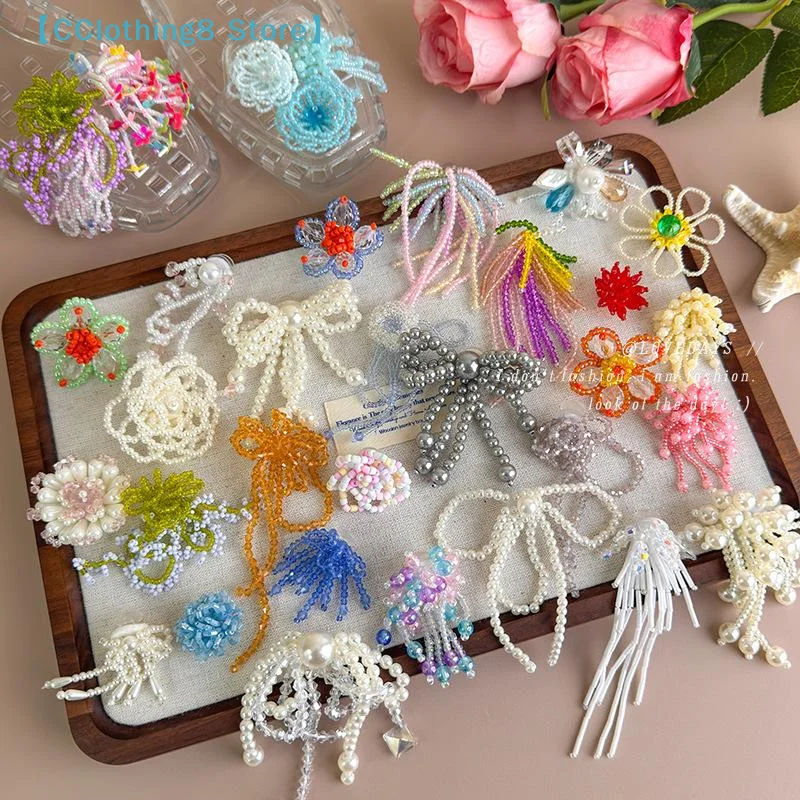 DIY Beaded Flower Shoe Charms Clear Crystal Jelly Shoes Accessories Removable Clips For Sneakers Flats Sweet Decorations【AliS8】