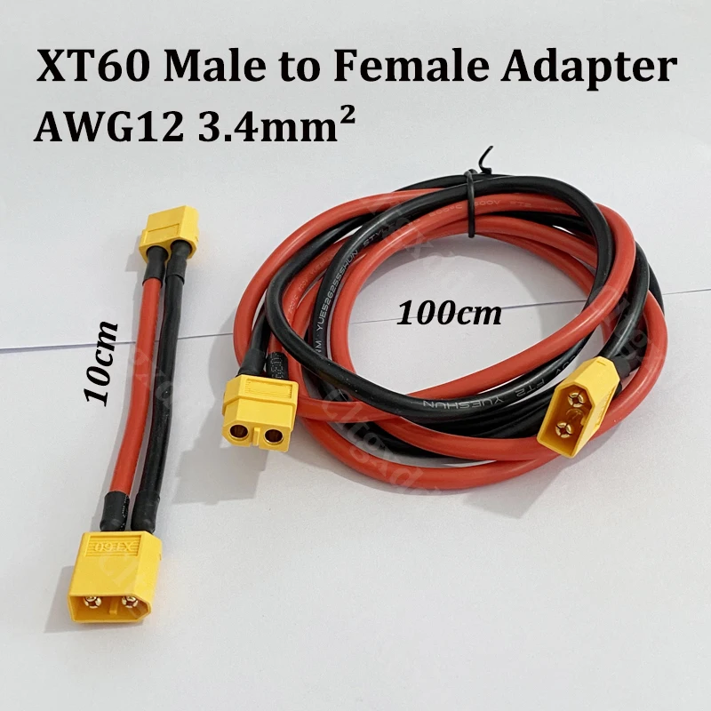 XT60 Stecker-Buchse-Kabel AWG12/16 10-100cm 8mm Loch Kupferanschluss-Adapterkabel für RC FPV Drohne Auto Boot Lithium-Batterie ESC-Ladung – Detail 4