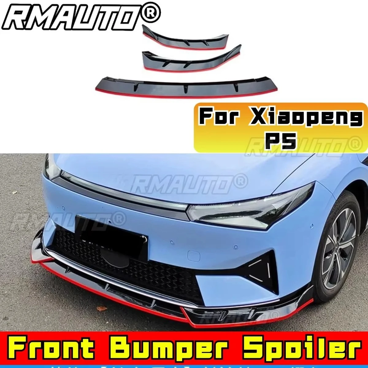 

For Xiaopeng P5 Car Front Bumper Lip Splitter Diffuser Car Accessories Gloss Black Bumper Protector Cover Modification Part