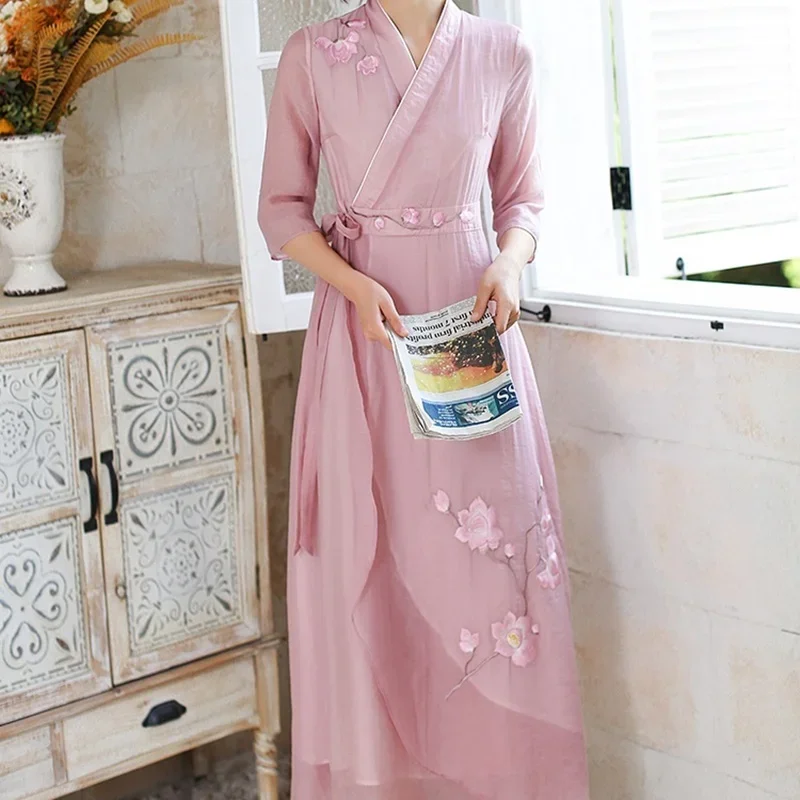 Traditional Chinese dress Qipao cheongsam elegant WOMEN'S clothing 2024 embroidery ao dai Vietnam oriental dress qipao 10564