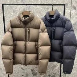 Chaquetas de plumón de piel auténtica para hombre, abrigo holgado con cuello alto de ganso blanco 95%, cálido, para negocios, para invierno