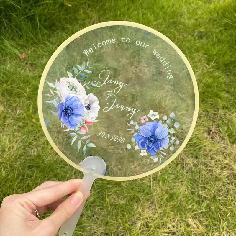 

Round Clear Plastic Fan shape cards custom Logo, Wedding Photo, Birthday Party Gifts, Customized Bridal Shower Gift, 50Pcs
