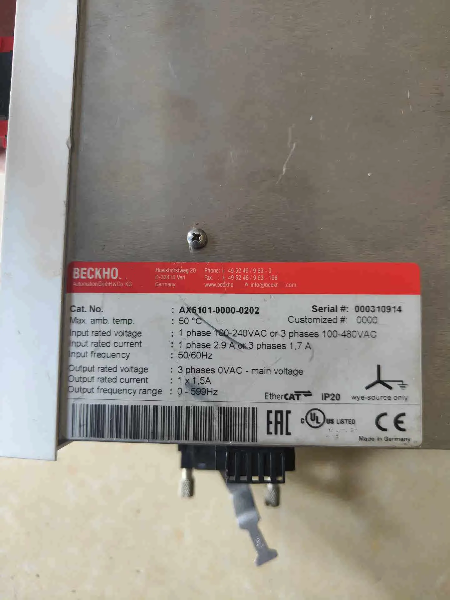 AX5101-0000-0202 Сервопривод для Beckhoff