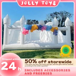 Children's Inflatable Bounce House Outdoor Jumping Inflatable Castle White Bounce House With Double Water Slides