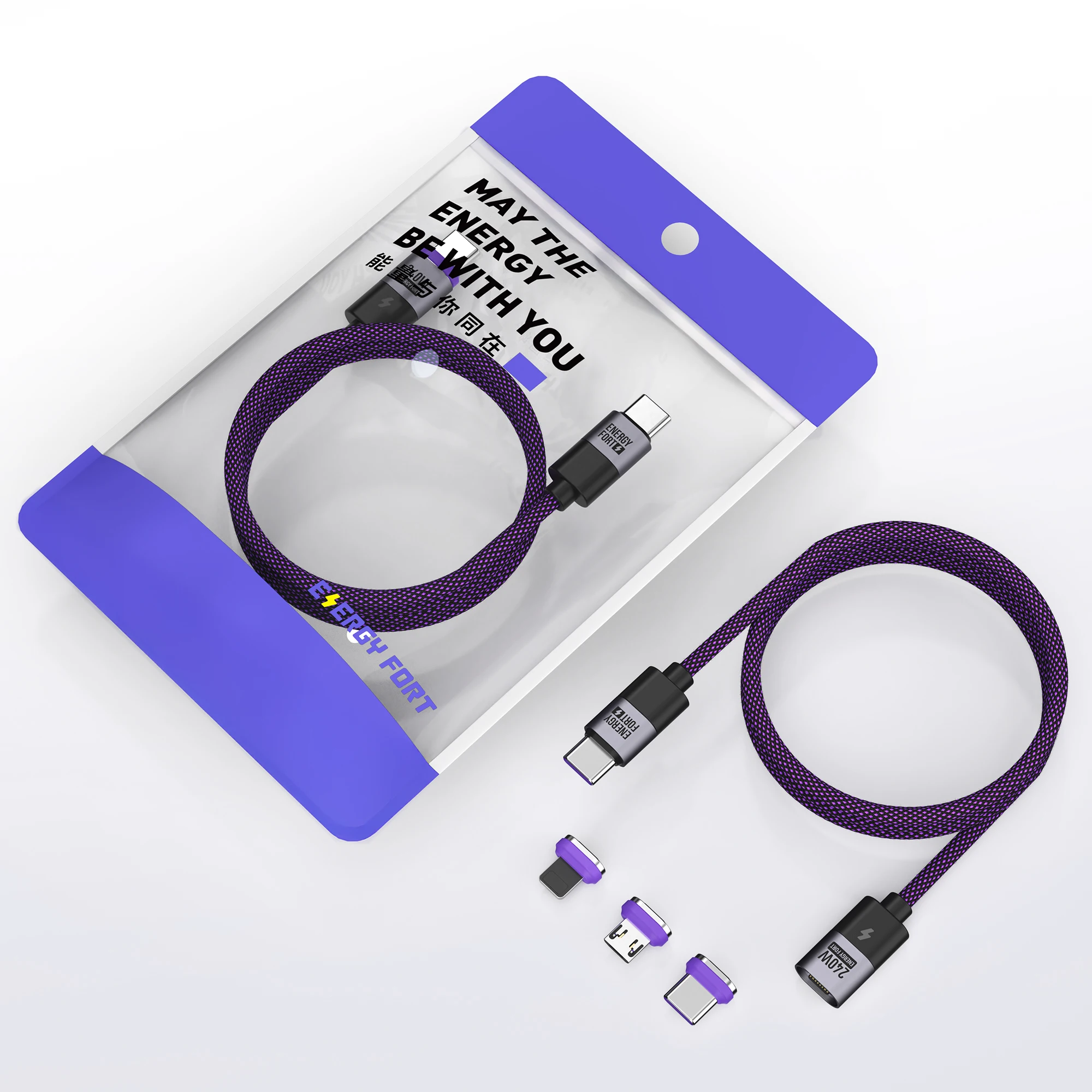 240 واط نوع C كابل شحن مغناطيسي PD3.1 USB C إلى USB C/مايكرو USB شاحن مغناطيسي سلك شحن سريع للهاتف المحمول اللوحي