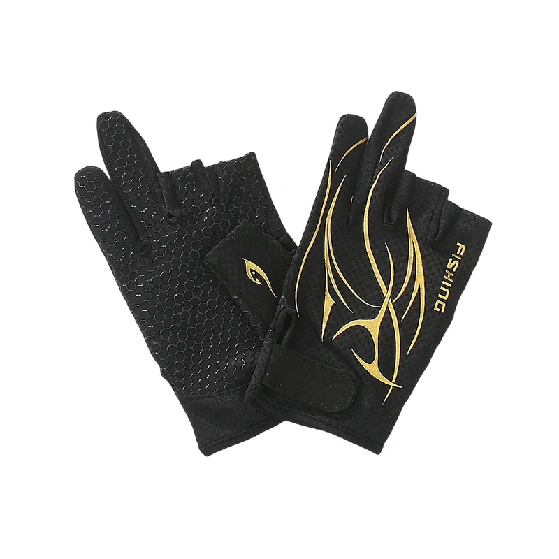 RYOJIN-Sweat-Absorbent Quick-drying Fishing Gloves for Men , Summer Mesh Breathable, Rock Fishing, 3 Finger Cut Thin Gloves