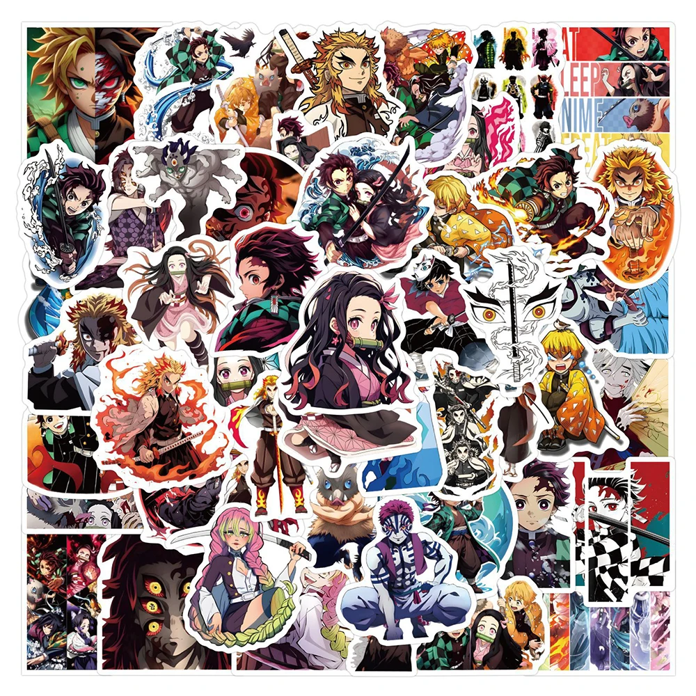 10/30/50/110PCS Cool Anime Demon Slayer Stickers valigia fai da te frigorifero telefono Laptop chitarra Graffiti Cartoon decalcomania Sticker