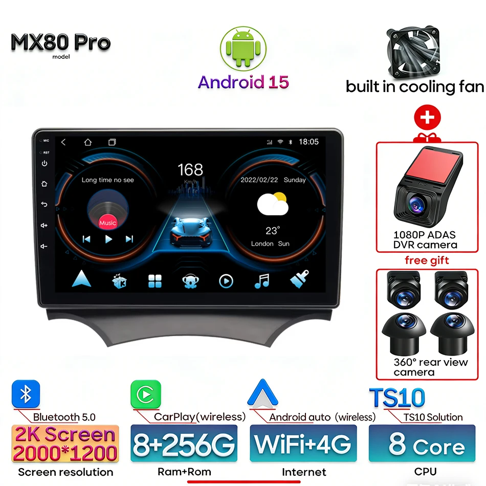 Android 15 voor Ford Ka K2 2008 2009 2010 2011 - 2014 Auto Multimedia Speler Radio Video Stereo CarPlay Auto navigatie GPS 2din