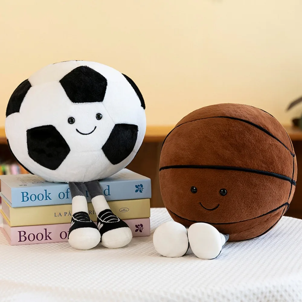 Cartoon Football Doll Plush Toy Pillow Basketball Doll Sofa Ornament Accompanying Soothing Doll Creative Fun Birthday Gift