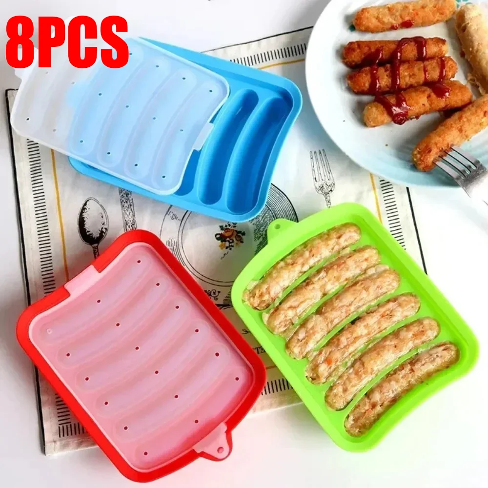 Healthy Bake Silicone Sausage Mould Convenient Exhaust Food Grade Easy To Release Thickened with Lid Baby Supplemen Tools