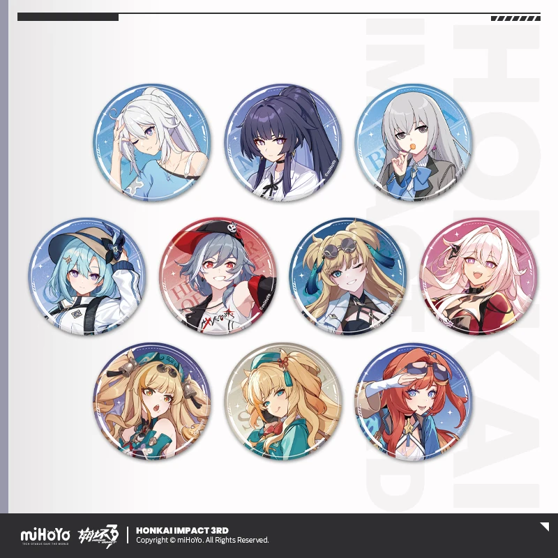 

2024 Anime Honkai Impact 3 The Stigmata Tinplate Badge Kiana Bronya Song Que Herrscher of Sentience Baji Brooch Button Gift