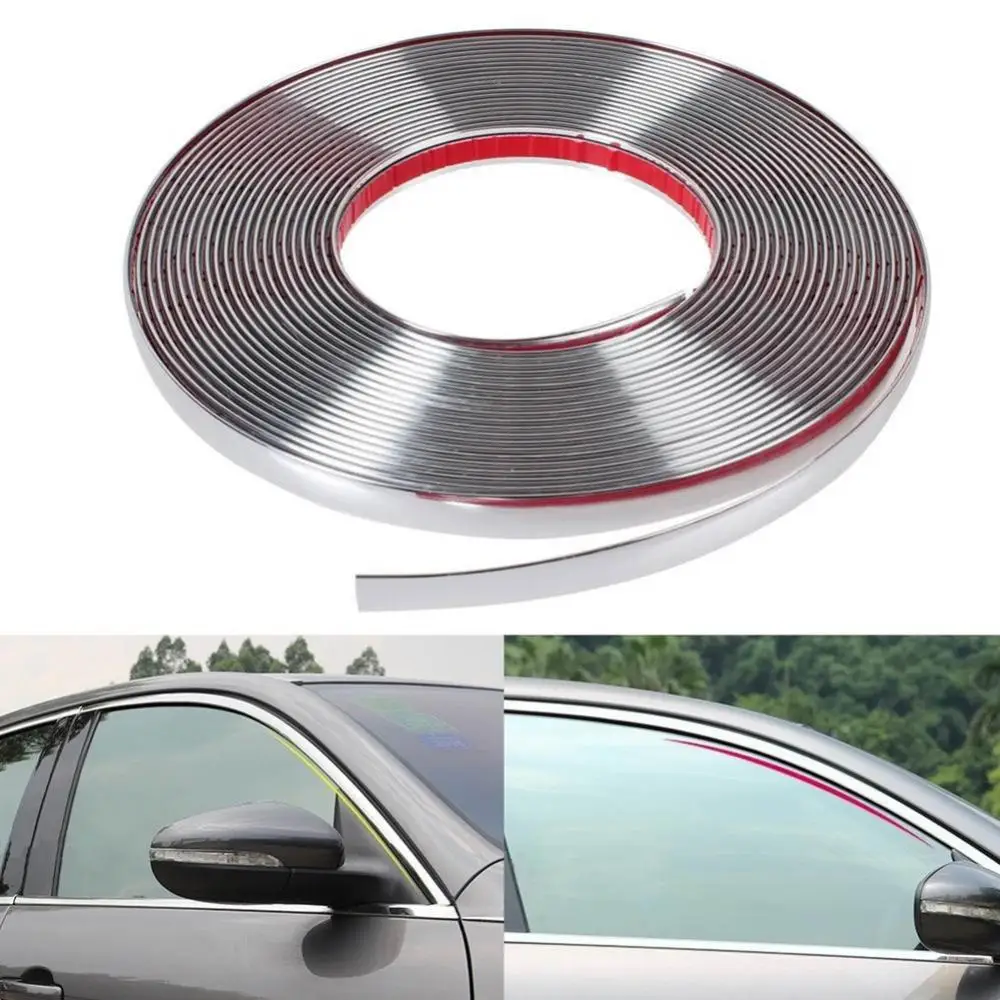 6mm 15mm 18mm 22mm PVC Car Strip Universal Car Chrome Styling Decoration Moulding Trim Strip Adhesive Edge Protector Auto Strip