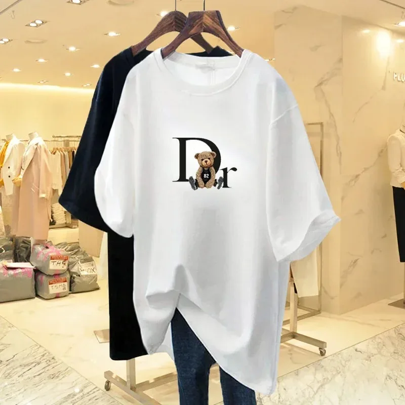 2024 Fashion Luxury Brand Letter Printed Cotton Men\'s T-shirts Women T-shirt Summer Women\'s Tops Tees Oversized Female Clothing