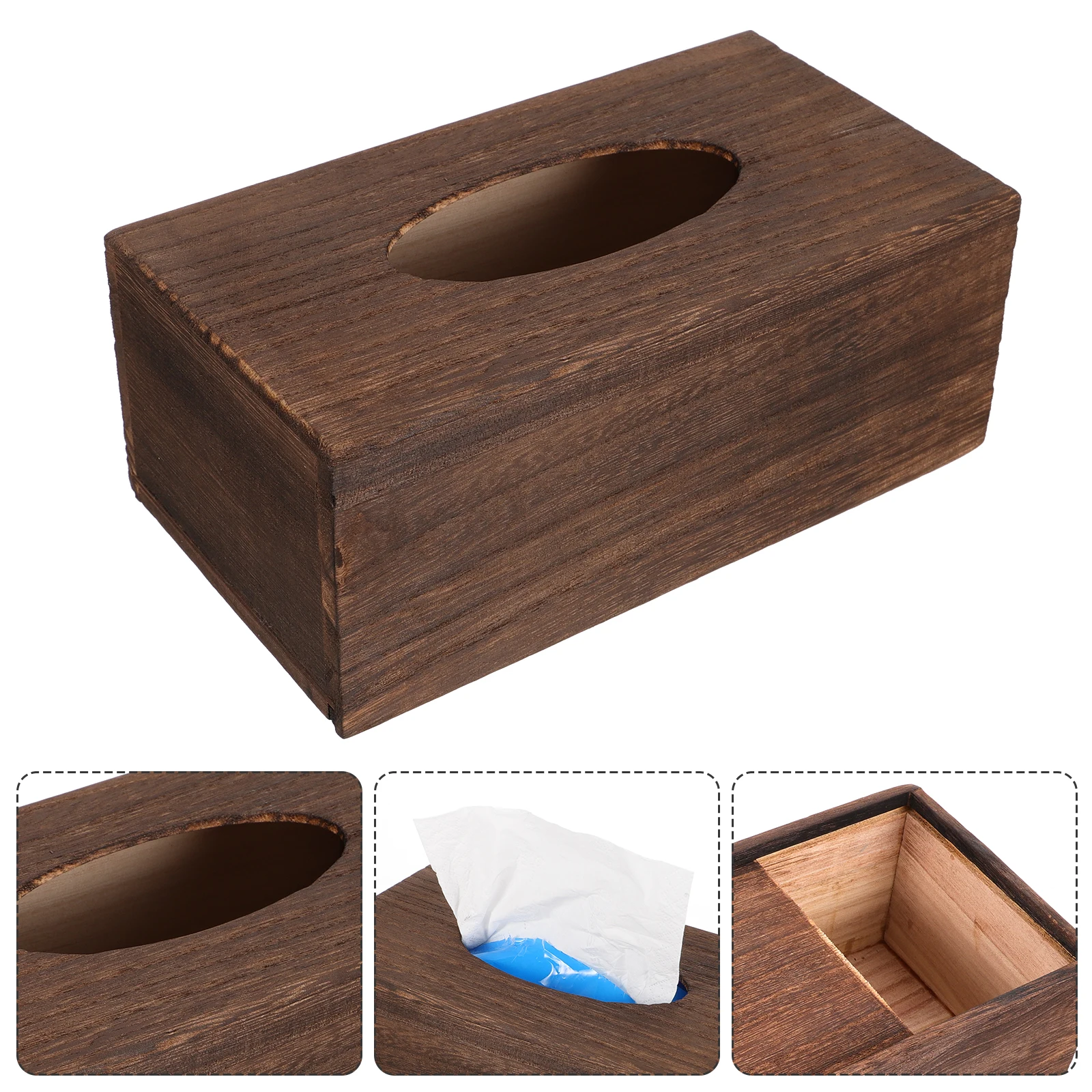 

Wooden Tissue Box Napkin Container Creative Storage Box For Living Room Office Desktop Tissue Holder Paper Towel Case