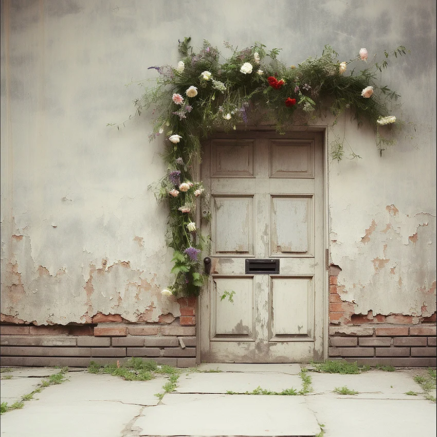 Mehofond Photography Background Boho Rustic Door Floral Adult Birthday Wedding Maternity Portrait Decor Backdrop Photo Studio