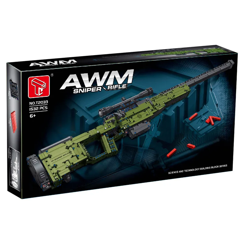 متوفر T2033 MOC نموذج بندقية عسكرية اللبنات AWM بندقية قنص الطوب تجميع لتقوم بها بنفسك لعب للبنين هدية الكريسماس مجموعة