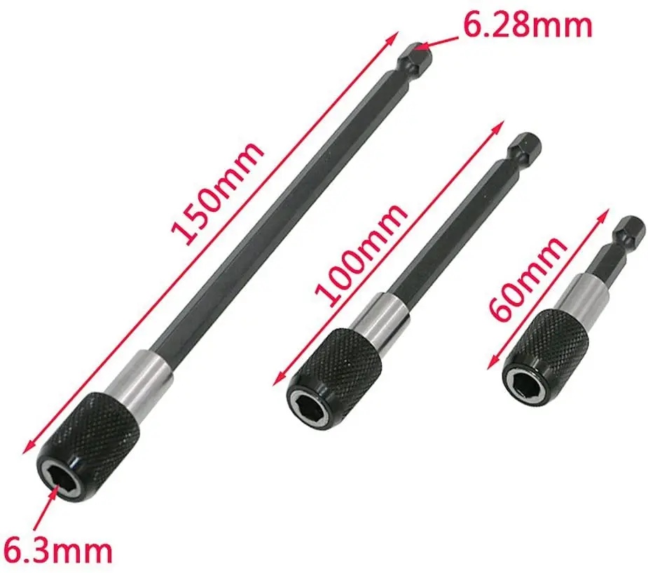 3 Chiếc 1/4 Inch Chuôi Lục Giác Từ Hạt Mũi Mở Rộng Nhanh Chóng Phát Hành Vít Giữ Tác Động Driver Bit 2/4/ 6 Inch