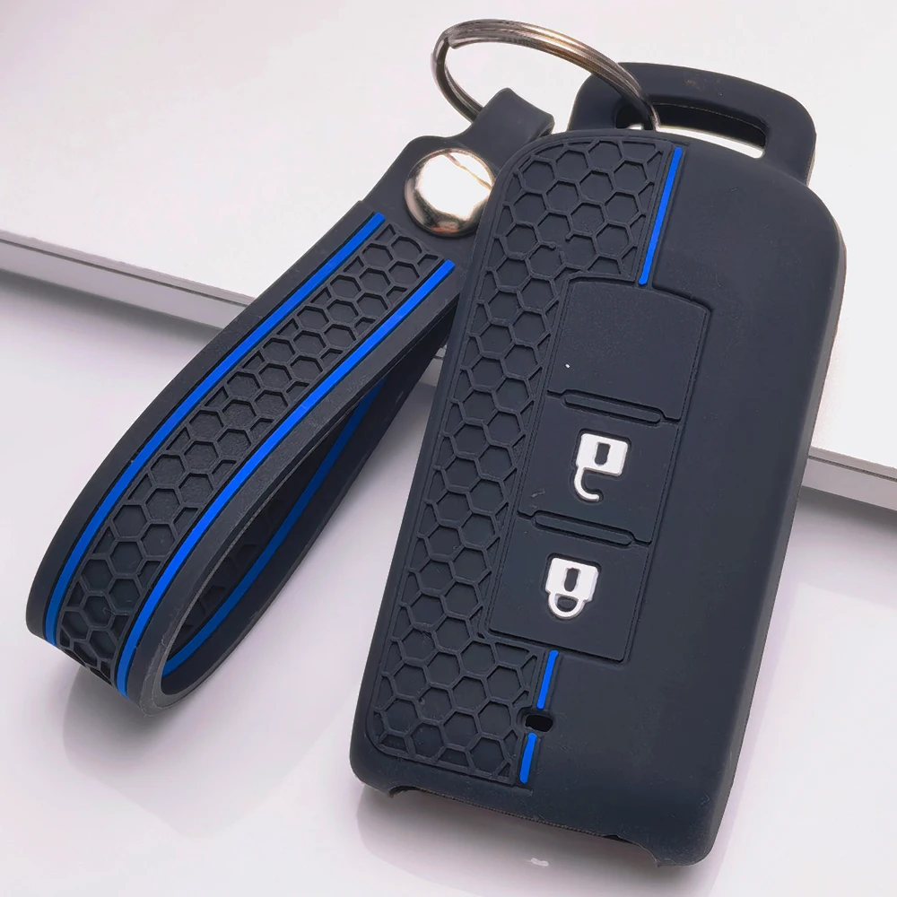 Key Case Cover for Mitsubishi Outlander ASX Lancer Pajero Sport L200 Triton Eclipse with Keychain Anti-Scratch Shockproof