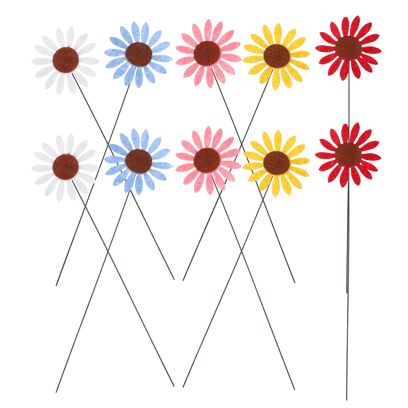 

10pcs Sunflower Stakes Large Metal Artificial Flowers Garden Outdoor Yard Plugs Yard Flower Stakes Mixed Colors