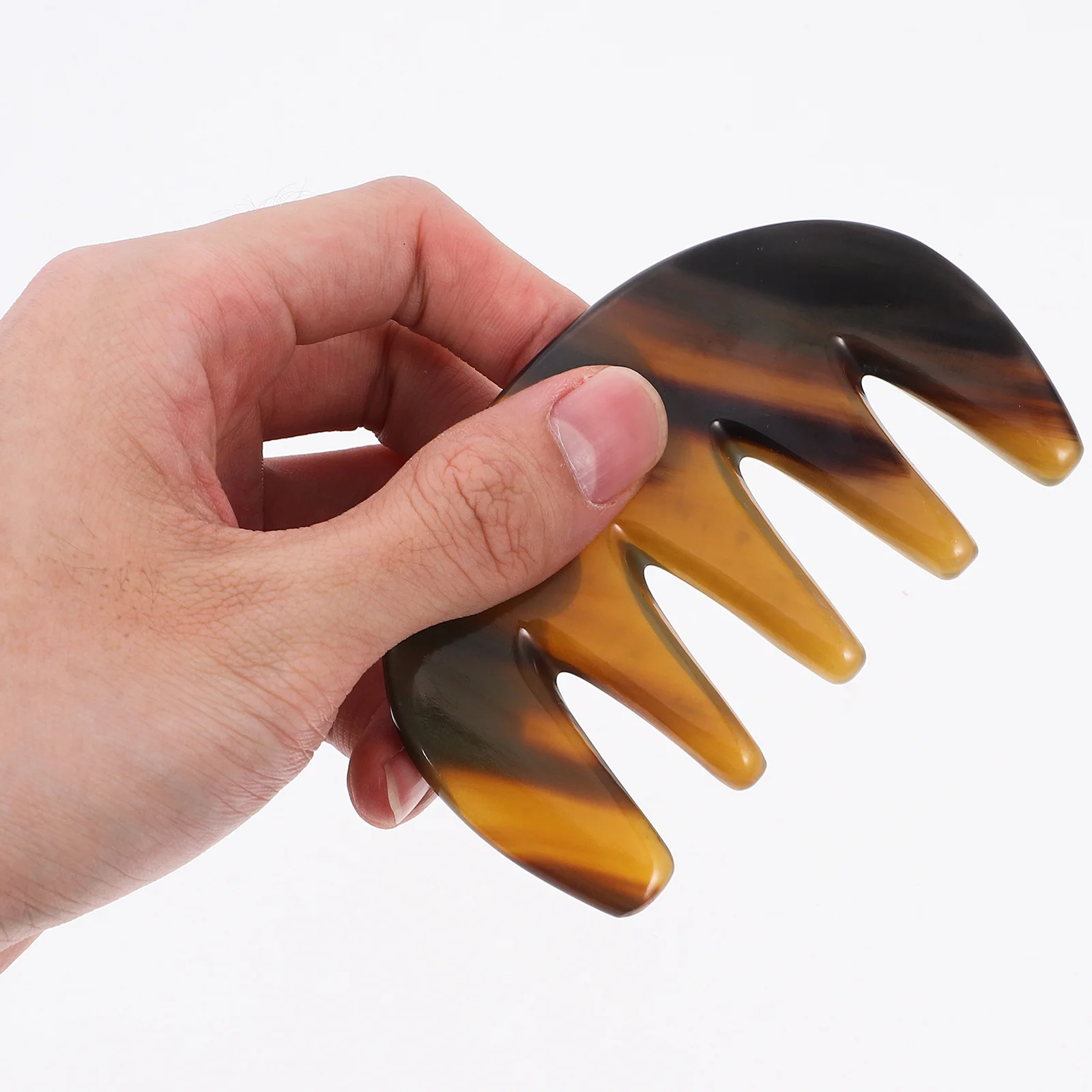 

Wide Tooth Ox Horn Hair Comb Thin Five-Tooth Head Massage Tool Scalp Relaxation Anti-Static Hair Loss Prevention Comfortable