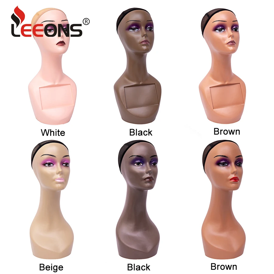 Mannequin Head Model Head Manikin Head With Long Neck Display Pvc Doll Head For Wigs Hats Glasses Scarves Jewelry Makeup