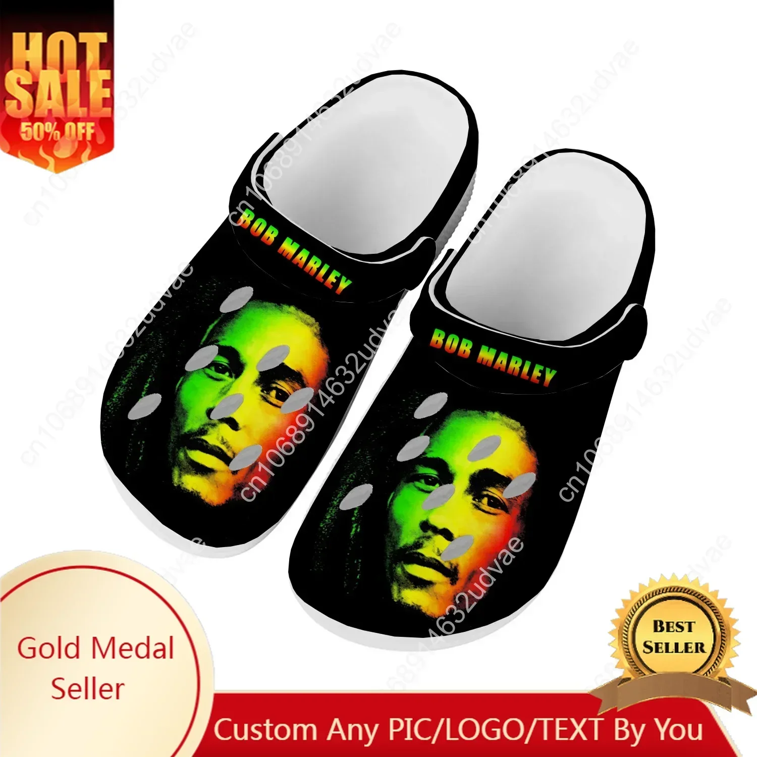 

Bob Marley Water Shoes Men Women Teenager High Quality Fashion Home Garden Clogs Custom Sandals Beach Breathable Hole Slippers