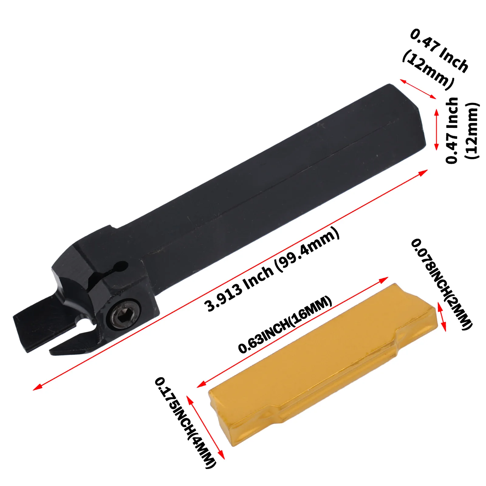 

Wrench MGEHR1212-2 Holder Lathe Turning Tool Right Hand 3*Carbide Inserts Carbon Steel Cemented Carbide Blades
