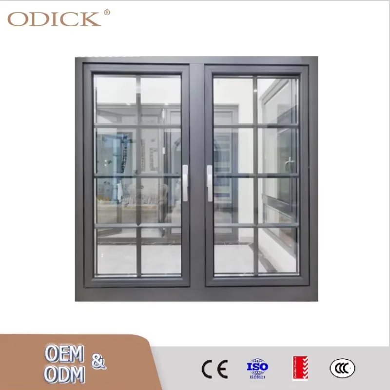Customization Aluminium Modern Design Casement Window Double Glass Heat Insulation French windows
