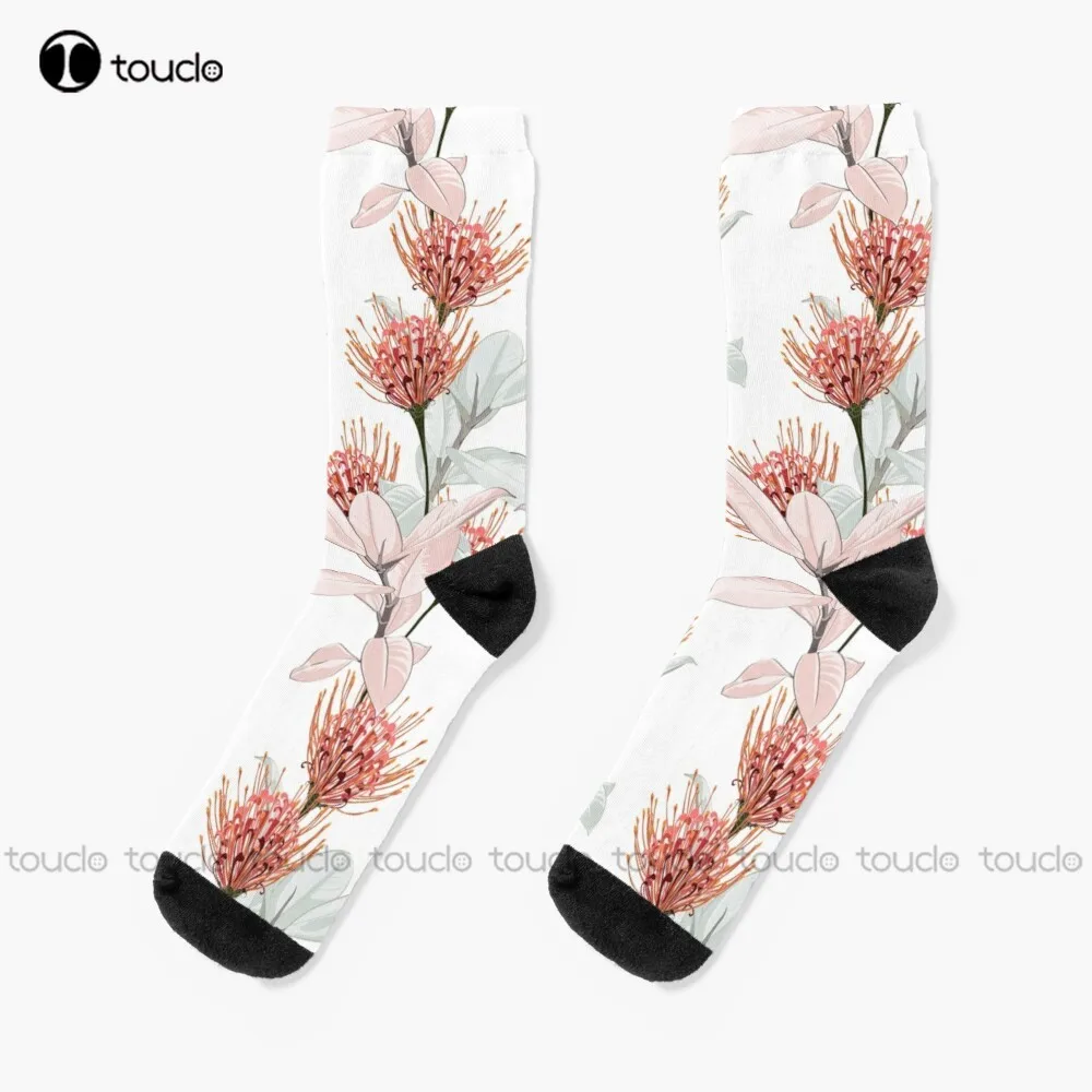 

Australian Flower Banksia Pattern Lover Socks Vintage Flower Pattern Personalized Custom Unisex Adult Teen Youth Socks Retro Art