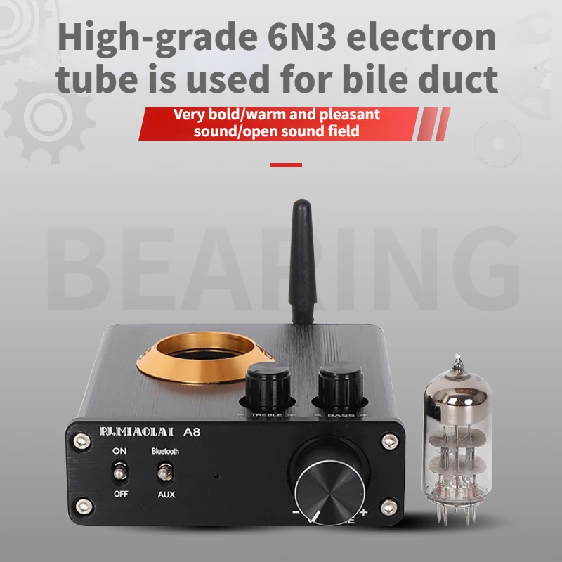 PJ.MIAOLAI A8 6N3 Tube Amplifier QCC3008 APTX Bluetooth 5.0 TPA3116 MAX9722 50W*2 Sound AMP Speaker Home Theater DIY