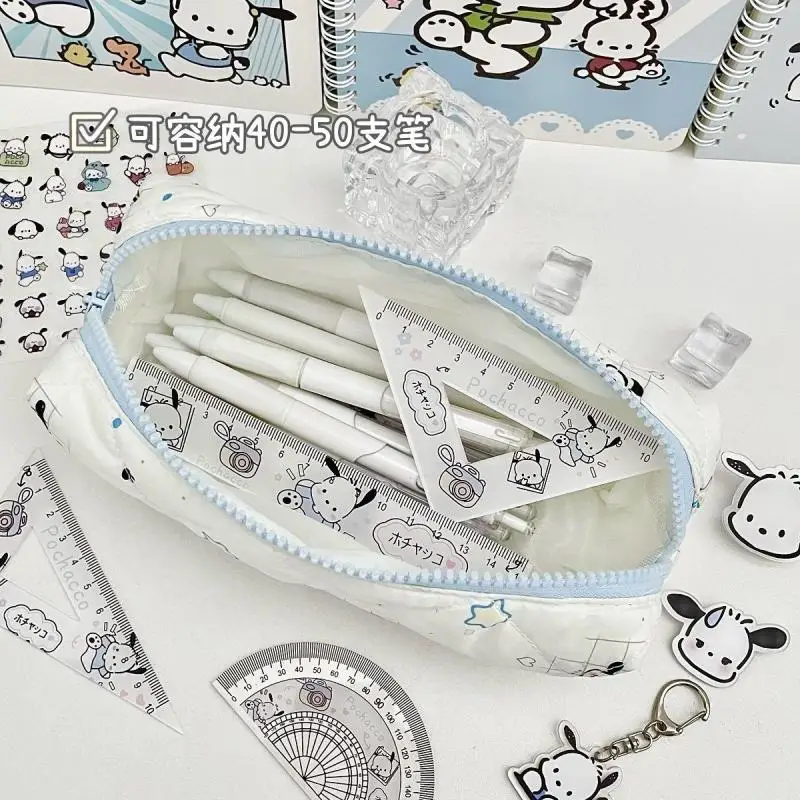 2024 New Kawaii Sanrio Pochacco Pencil Case Cute Large Capacity Stationery Bag Quilted Miscellaneous Storage Bag Gift for Girls