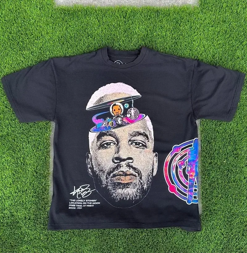 Y2blat Street Vintage z nadrukiem portretowym t-shirt z krótkim rękawem męska 2024 gotycka Plus Size modna para bawełniana koszulka