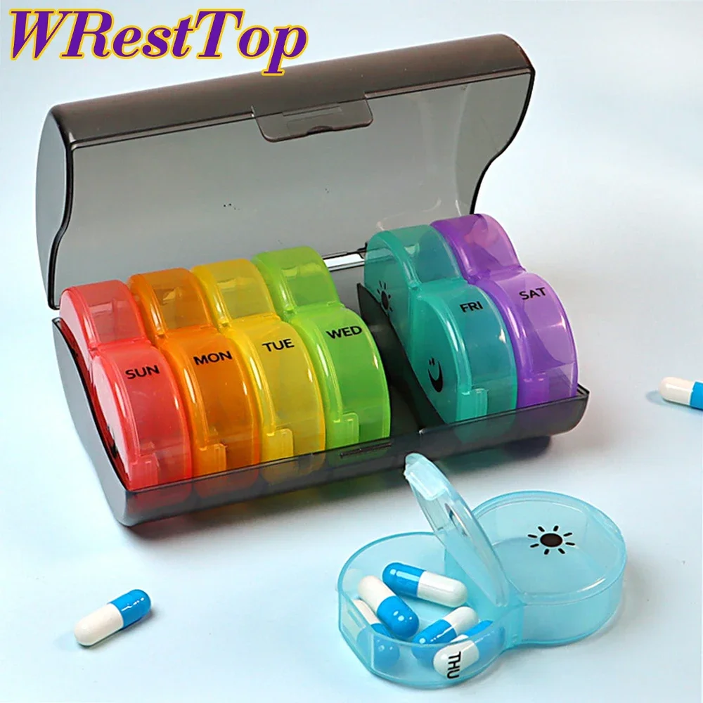 1Pcs Pill Organizer 2 Times A Day, Weekly AM PM Pill Box, Large Capacity 7 Day Pill Cases for Pills/Vitamin/Fish Oil/Supplements