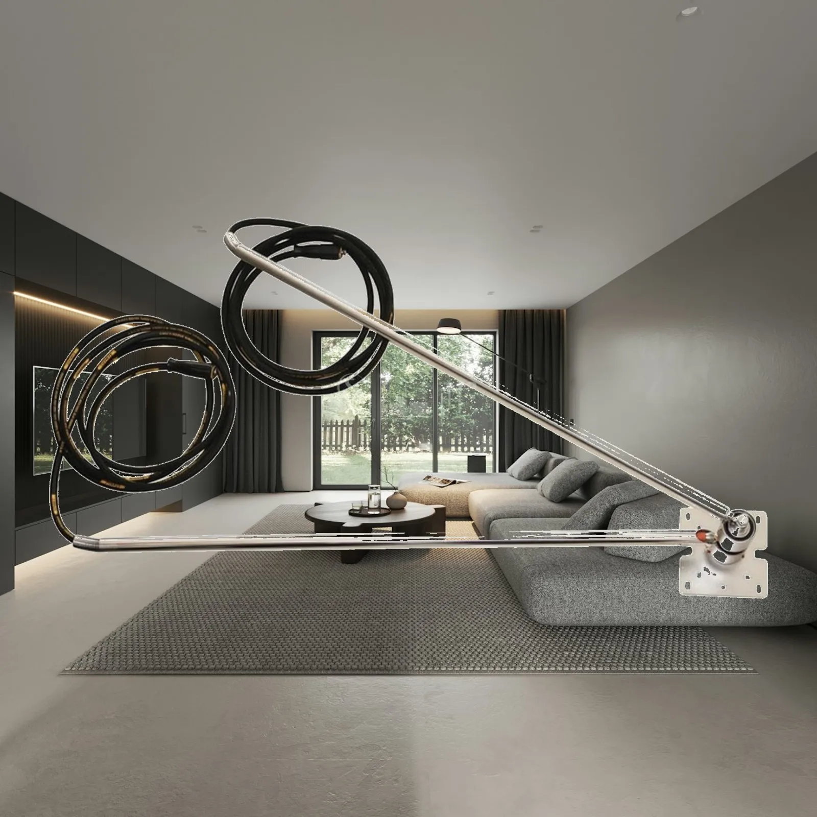 Double Swing Arm with Hose Wall-Mounted Car Wash Swing Arm Overhead Wash Arm Non-Retractable for Auto Detailers