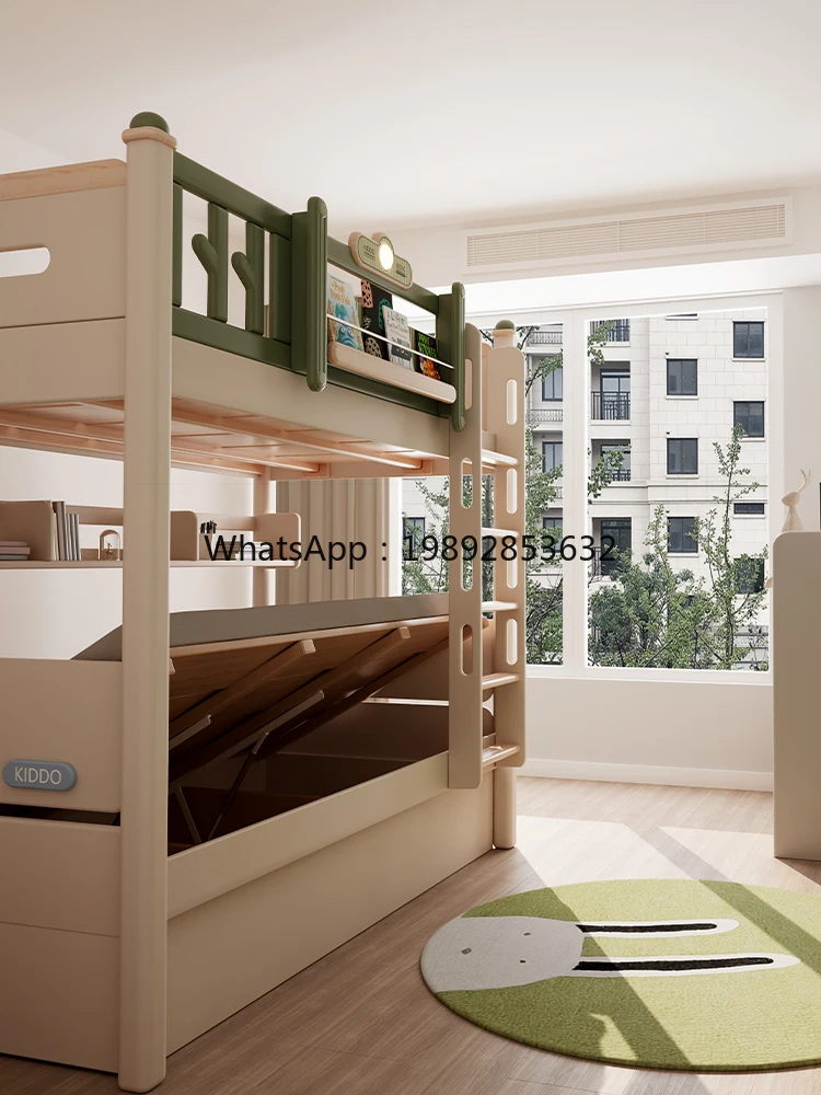 YFY Solid Wood Double Layer  Bunk Bed, Double Bed, Upper and Lower Bunk, Small Apartment, Parallel Upper and Lower