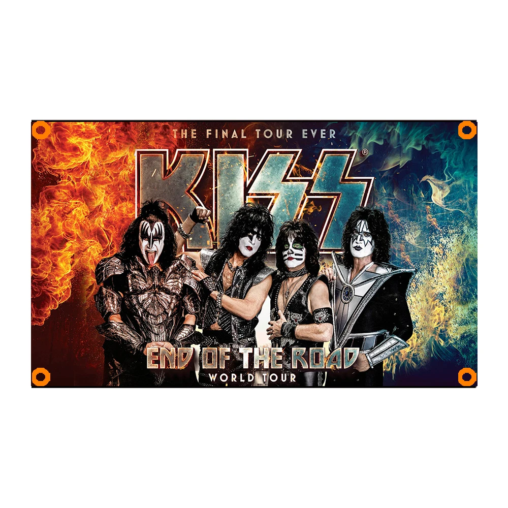 60*90cm 90*150cm Metal Music Flag Kiss Band Banner