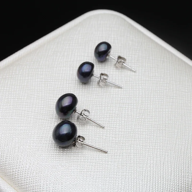 Classic Natural Freshwater Pearl white pink purple black gray 925 sterling silver Stud Earring Jewelry for Women Super Deal