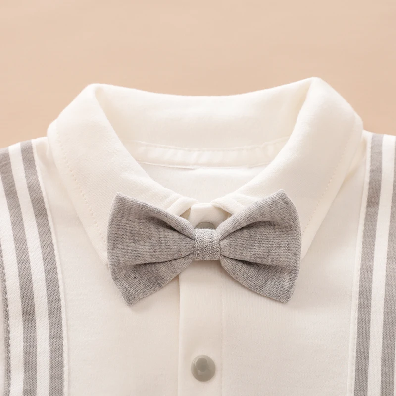 Newborn Baby Romper Spring Autumn Fashion Baby Boy Clothes gentleman Bow tie Style Cotton Long Sleeve Baby Jumpsuit One-pieces