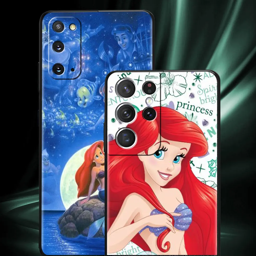 The Little Mermaid Ariel Silicone Case For Samsung Galaxy S20 FE S23 S22 S21 Ultra S10 S9 Plus Fashion Black Soft Phone Cover