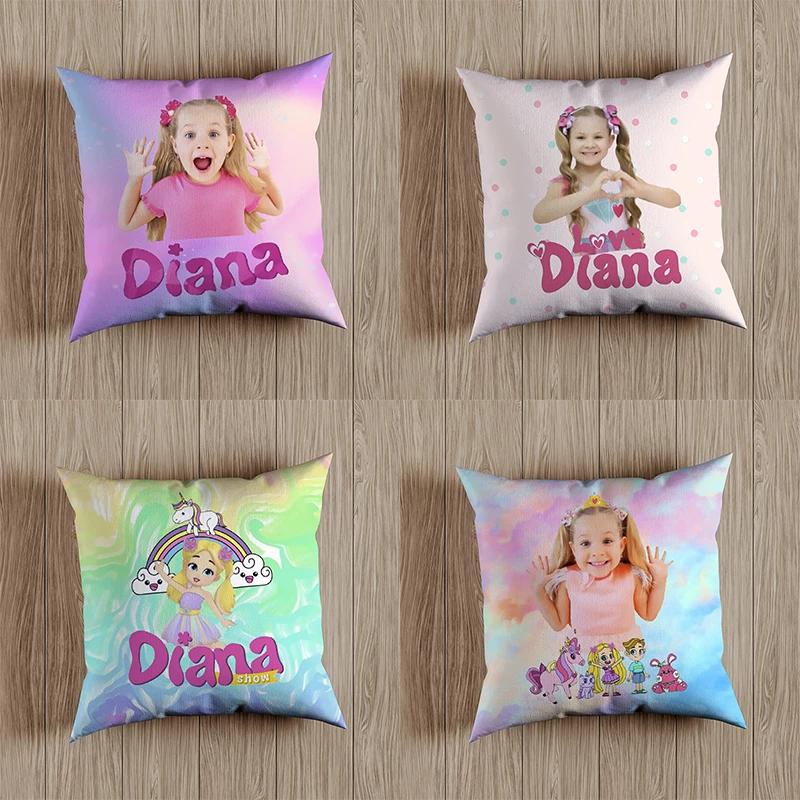 Kids Diana And Roma Show Soft Pillow Case Red Cloud Action Figures Square Pillow Covers Cushion Sofa Decor Cover Toys Gift