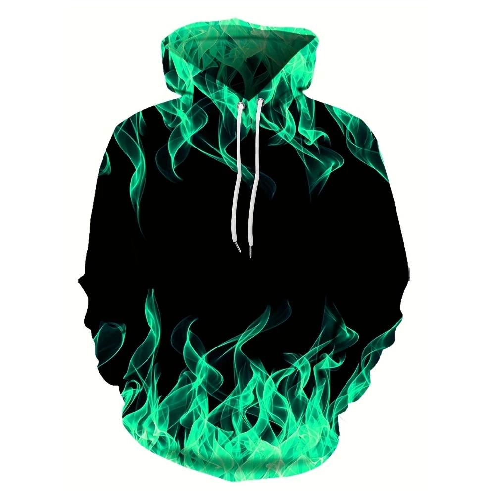 Men's Hoodie for Men Clothing Flame 3D Print Sweatshirts Casual Fashion Daily Autumn Long Sleeve Hoodies Vintage Y2k Clothes Top