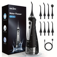 Sejoy Dental Oral Irrigator Water Flosser Thread Teeth Pick Mouth Washing Machine 8 Nozzels 5 Modes USB Rechargeable 270ml Tank