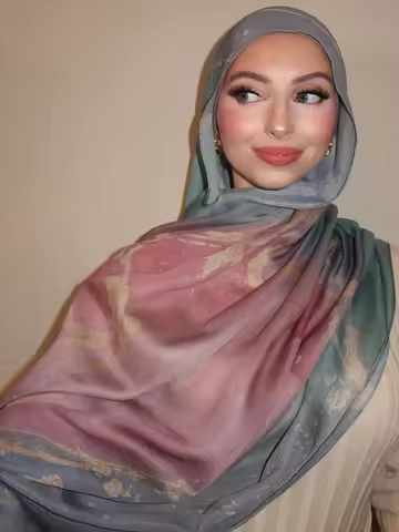 New Watercolor Hijabs for Women Floral  Print Hijab Scarf Breathable Soft Long Fashion Scarves Headscarf Paisley Muslim